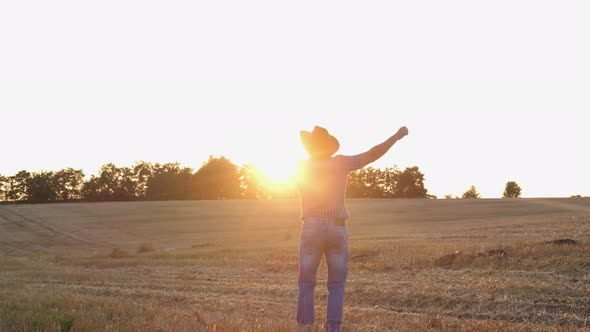 Happy Male Farmer Dancing