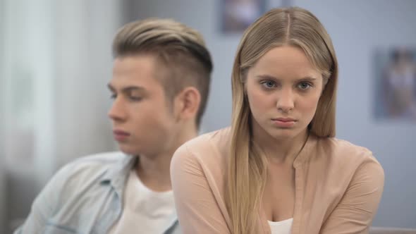 Teen Woman Is Angry at Boyfriend, Feeling Hurt, Lack of Love Attention, Break Up