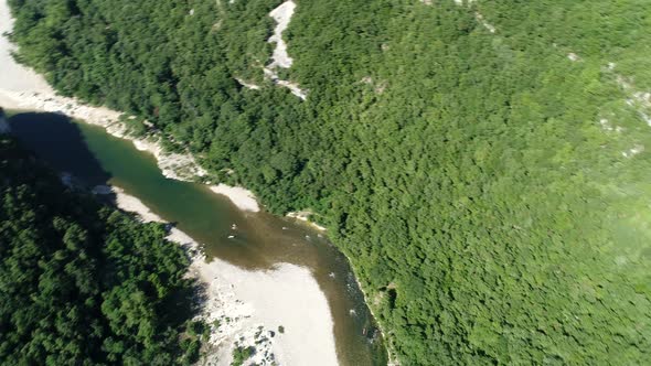 The gorges of the Ardeche in France seen from the sky