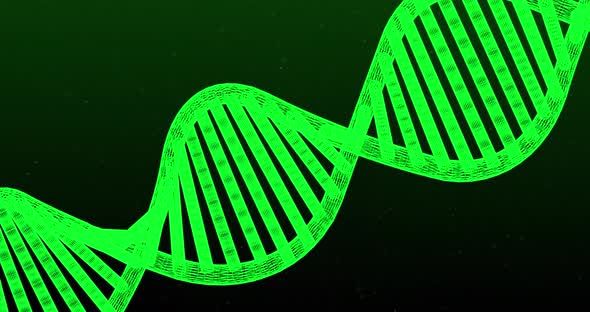 Glowing dna structure against green background alt