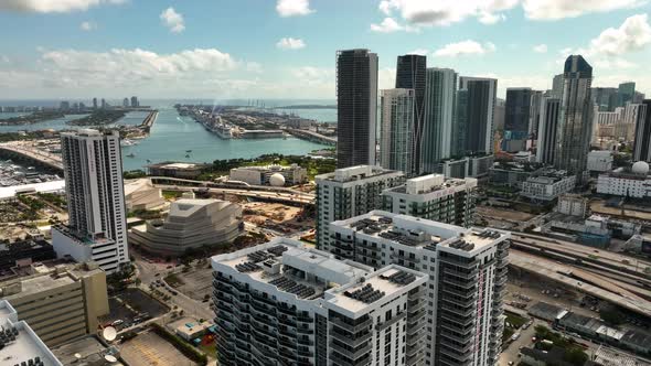 Building Tower Rooftop Flyover With Drone Miami 4k