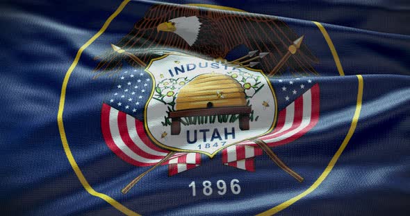 Utah state flag waving background