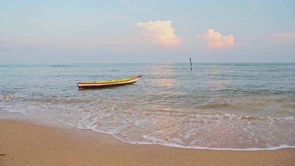 Lamai Beach, Thailand, Boat and Seascape Scenery on Koh Samui Island, Tropical Beautiful Sandy Beach