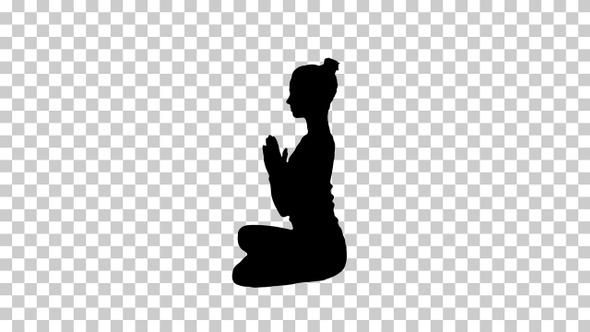 Silhouette woman practicing yoga, Alpha Channel