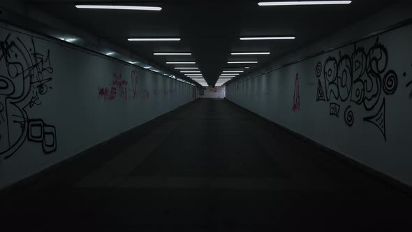 Dark scary empty long passage scene