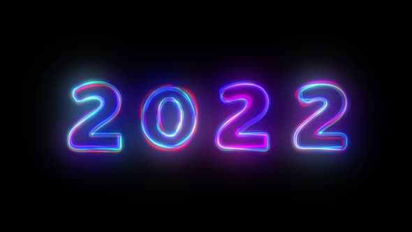 2022 Glow Neon Sign on black background