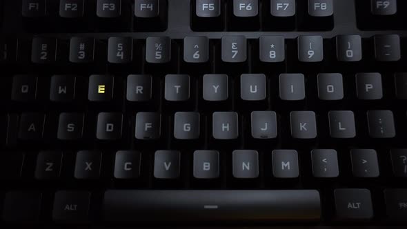 The Word Lesson Is Typed on a Luminous Computer Keyboard. Black Backlit Keyboard with Letters. The