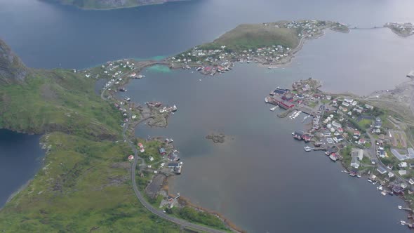 Aerial view of coastal town alt