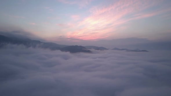 Flight above Clouds in Morning