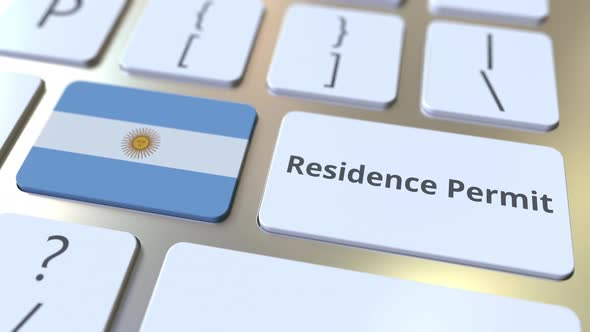 Residence Permit Text and Flag of Argentina on the Buttons