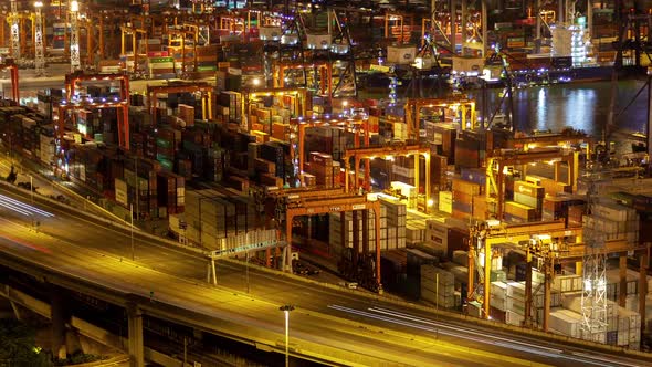 Timelapse Large Hong Kong Overpass Road with Busy Traffic