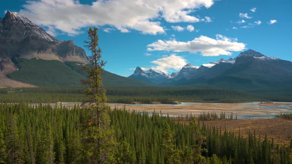 Pan Right of Howse Pass Viewpoint in Banff National Park Canada