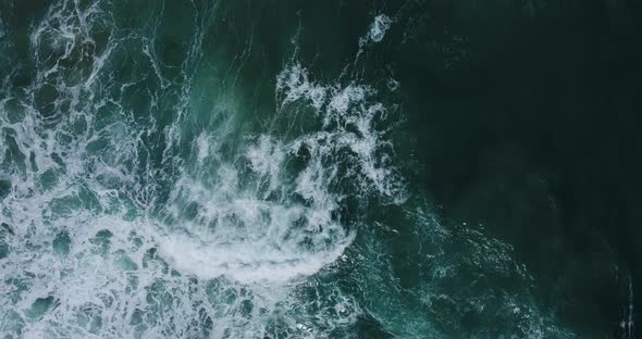 Andaman seascape big water wave in storm Aerial view video Top-down view crystal water wave