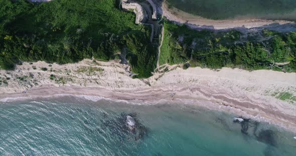 Top View Vertical Panning of Kepi Rodonit in Durres Albania