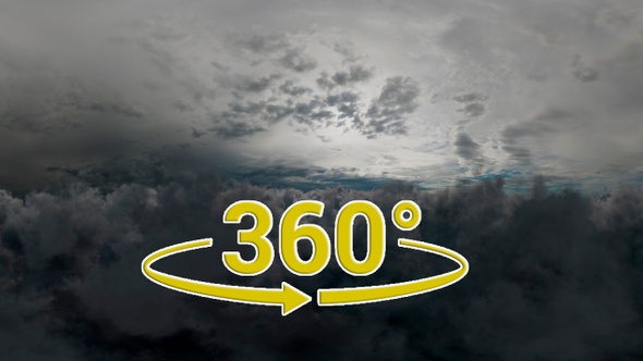 Flying above the Grey 360 Panoramic Stereoscopic Clouds alt