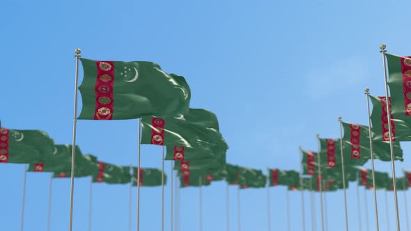 Turkmenistan Row Of Flags Animation