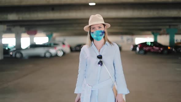 Slow Motion of Woman During the Coronavirus Quarantine. People Safety Travels