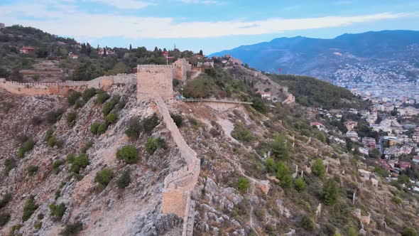 Alanya Castle - Alanya Kalesi Aerial View. Turkey