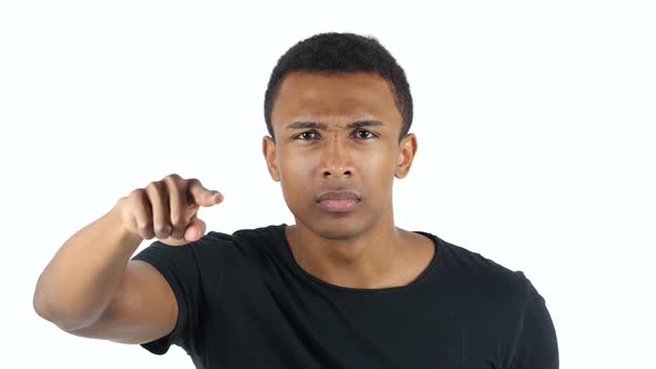 Black Man Pointing with Finger toward Camera