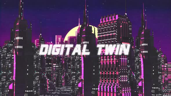 Retro Cyber City Background Digital Twin