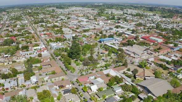 drone aerial shot orbital Long Shot. Ciudad de san Javier region del maule, near of talca city and