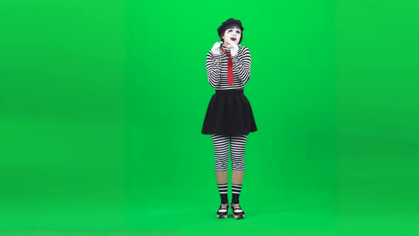 Mime Girl Looking Touched By Something