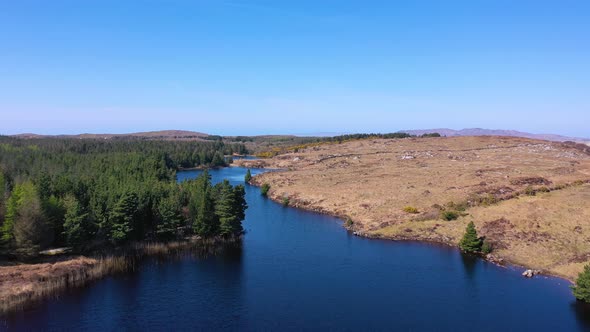 Aerial View of the Beautiful Lake Namanlagh Close To Bonny Glen in County Donegal - Ireland