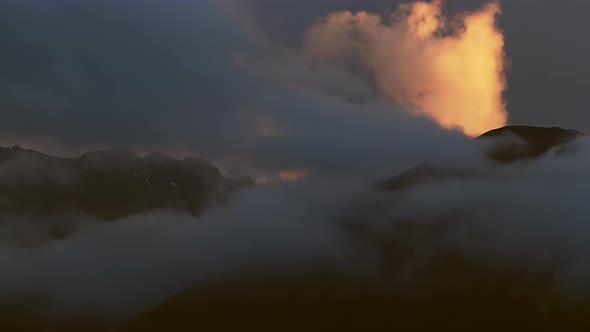 Timelapse of the Onset of Night on a Snowy Peak