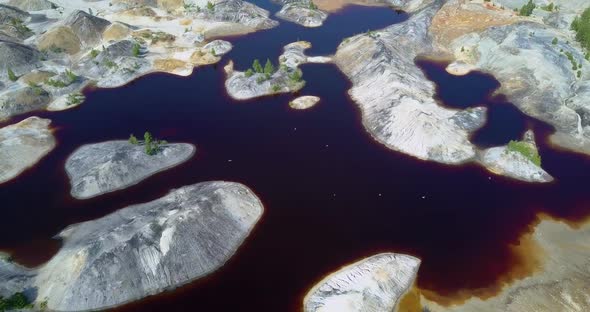 Nature Repairs Quarry Birds Fly Above Lake Formed By Rains