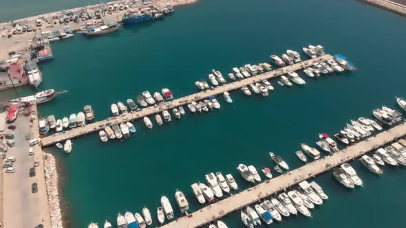 Luxury yachts moored in bay of Antalya, Turkey. 