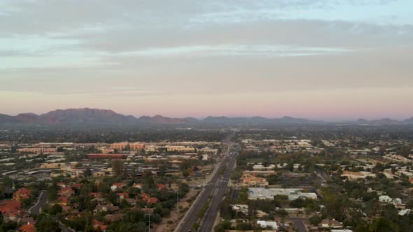 Beautiful Arizona Landscape at Sunset - Aerial View with Copy Space in Sky