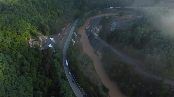 Trucks In The Foggy Valley