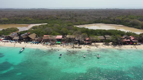 The Paradies White Sand Beach of Playa Blanca on Island Baru by Cartagena in Colombia