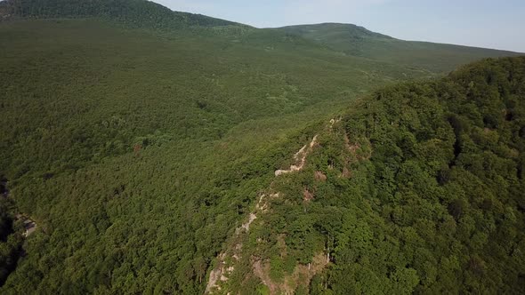 Aerial Nature View of Caucasus Mountain at Sunny Morning