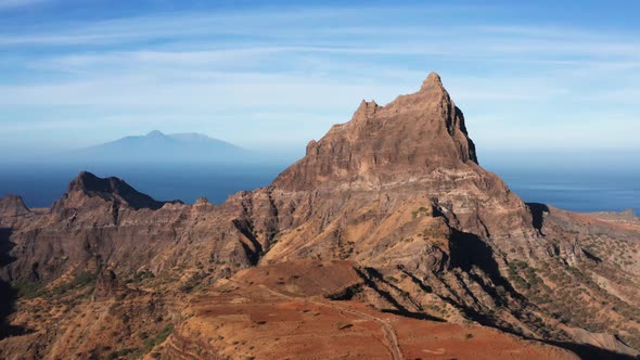 Aerial view of Brianda mount in Rebeirao Manuel in Santiago island in Cape Verde - Cabo Verde