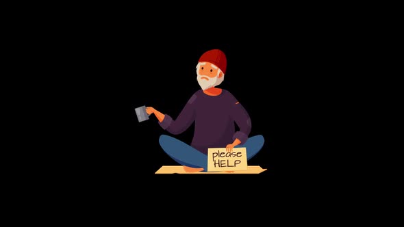 Homeless man animation 4K