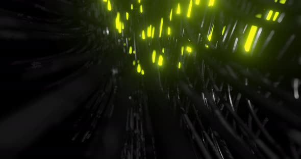 Optical fibers animation of distribution of the light signal from a diode.