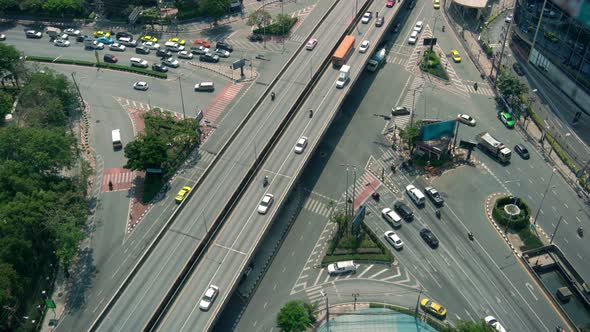 Busy Highway Road Junction in Metropolis City Center