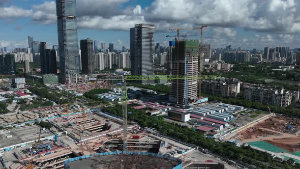 Aerial footage of western corridor in Shenzhen bay landscape,China