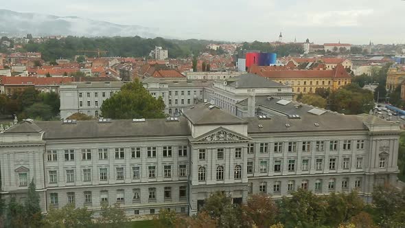 Beautiful decorated European architecture in Zagreb, travel to Croatia, sequence