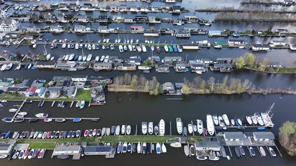 Loosdrechtse Plassen Harbour Waterway Canals and Cultivated Ditch Nature Near Vinkeveen Utrecht