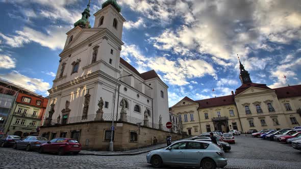 Time lapse of a historic building in Brno. Czech Republic