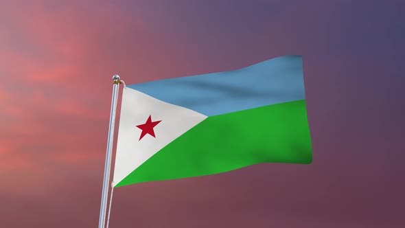 Flag Of Djibouti Waving 4k