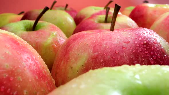 Macro Shooting of Apples with Water Drops