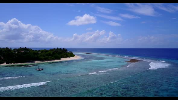 Aerial top view nature of relaxing resort beach trip by aqua blue ocean and white sandy background o