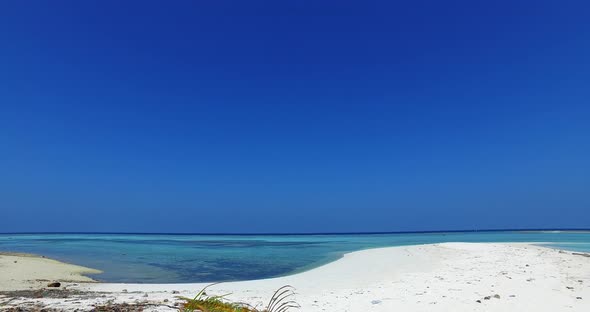 Natural above tourism shot of a sunshine white sandy paradise beach and turquoise sea background in 