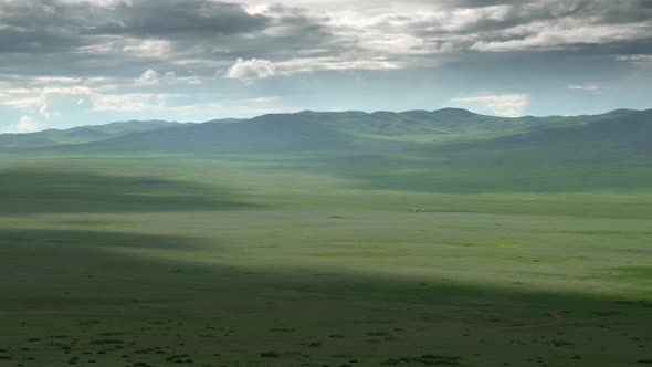 Vast Empty Green Meadows of Central Asia