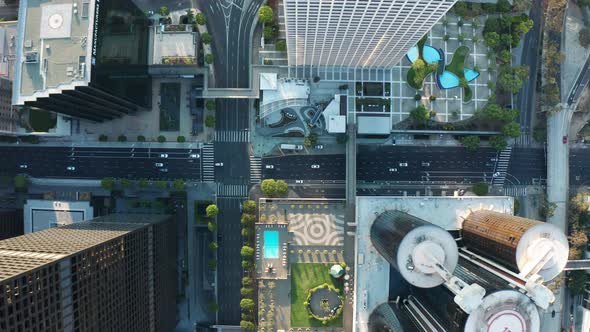 City famous traffic round road junction aerial top view. 