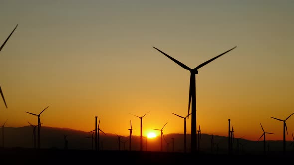 Wind turbines at dawn in California
