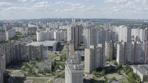 Soviet style architecture. Chernobyl style old building. 